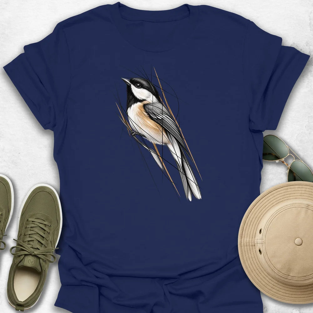 Geometric Sketch Chickadee T-Shirt