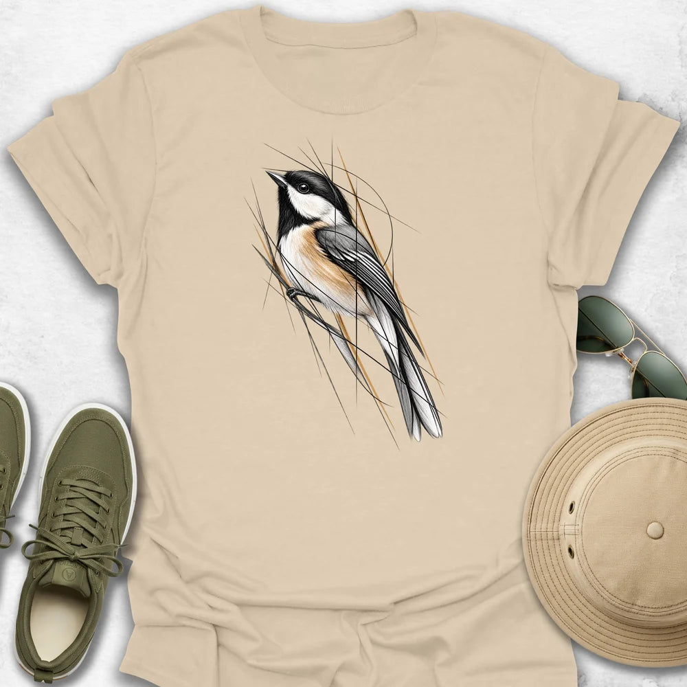 Geometric Sketch Chickadee T-Shirt
