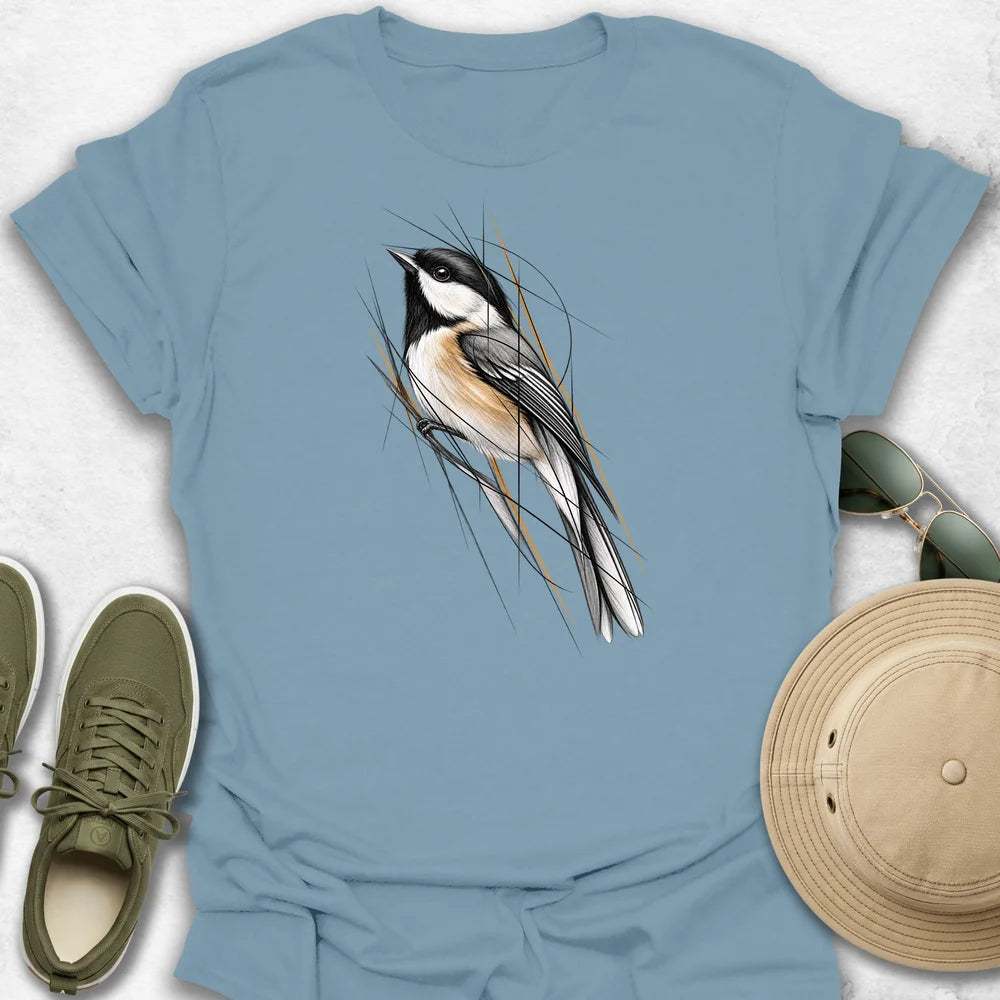Geometric Sketch Chickadee T-Shirt