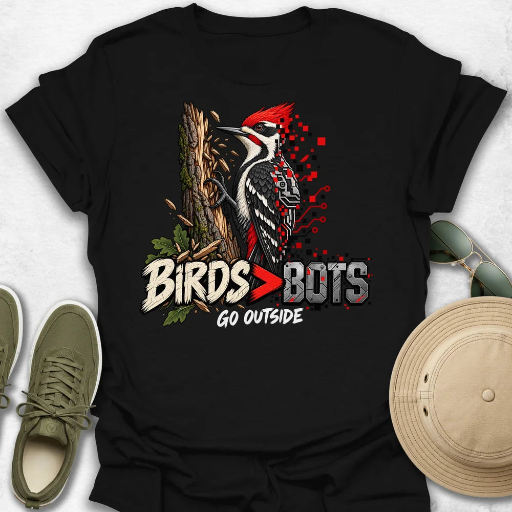 Birds Bigger than Bots Woodpecker T-Shirt