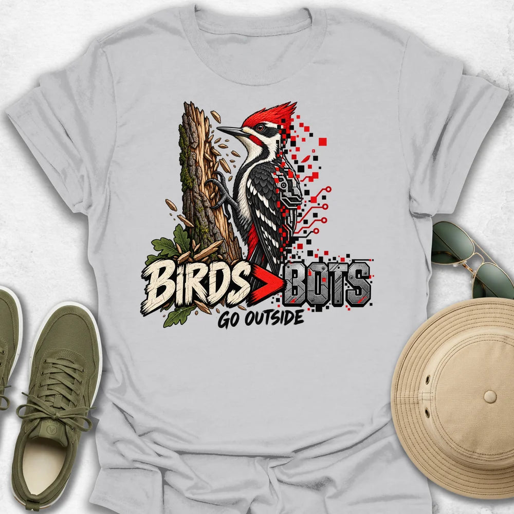 Birds Bigger than Bots Woodpecker T-Shirt