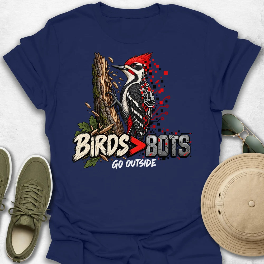 Birds Bigger than Bots Woodpecker T-Shirt