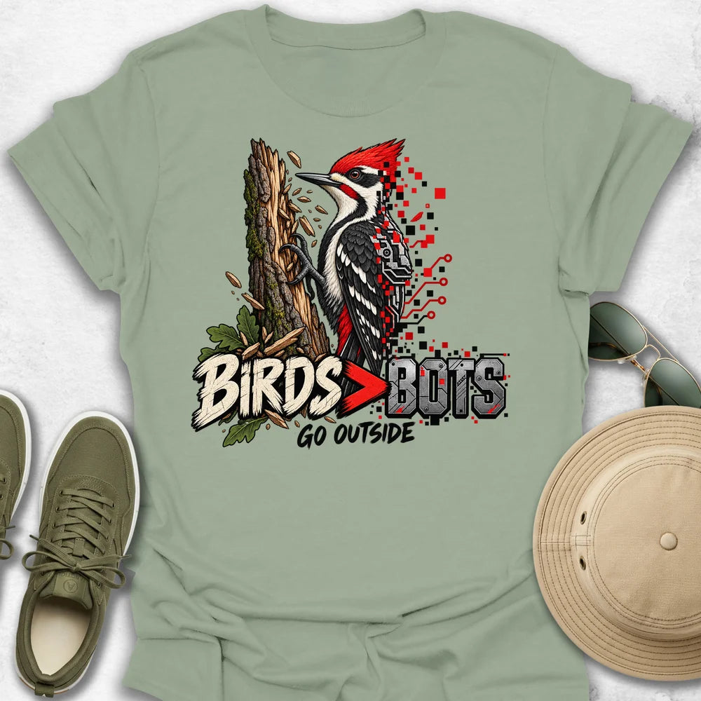 Birds Bigger than Bots Woodpecker T-Shirt