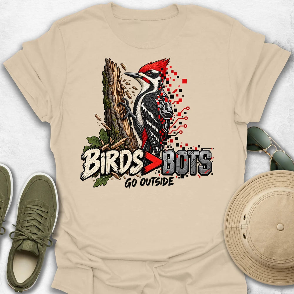 Birds Bigger than Bots Woodpecker T-Shirt