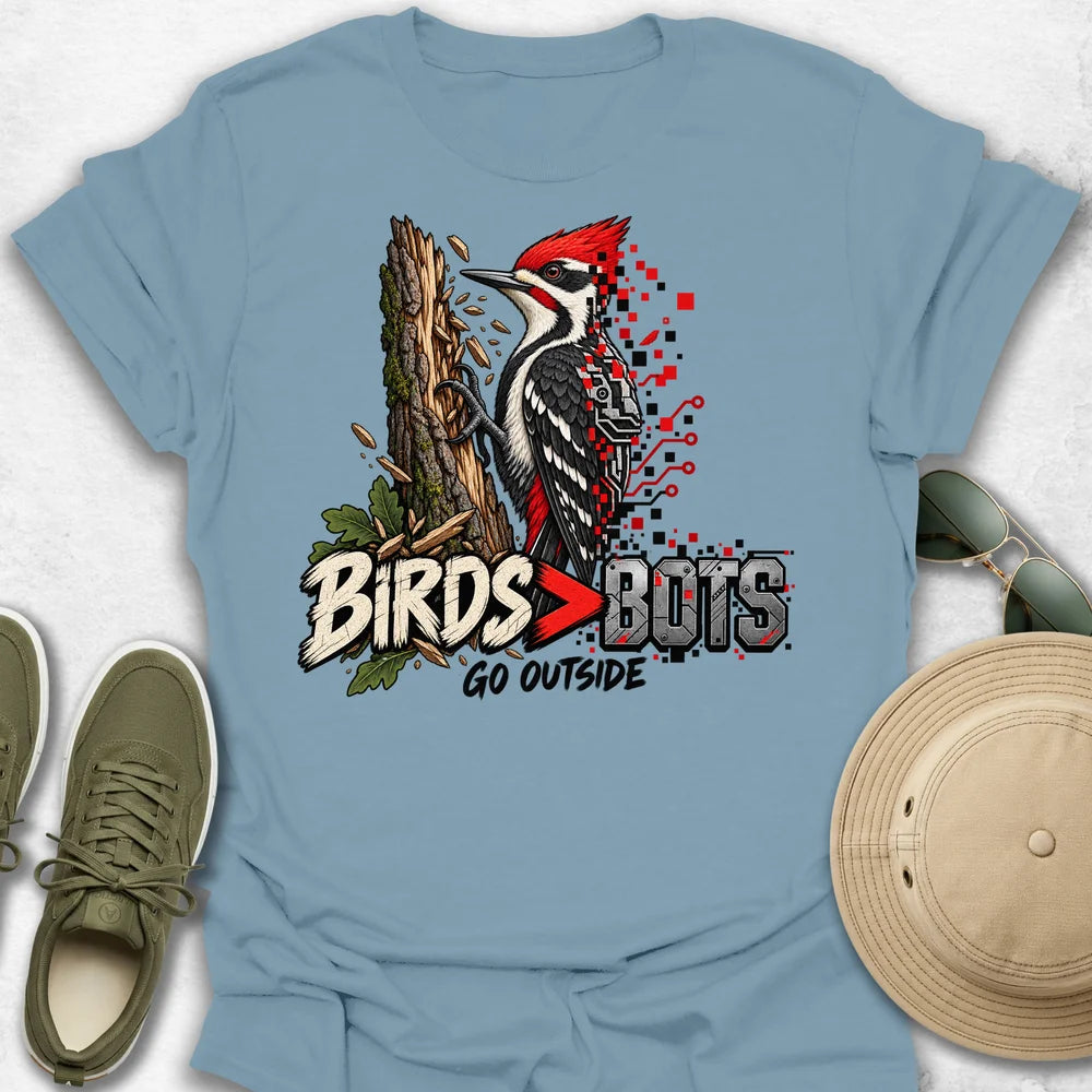 Birds Bigger than Bots Woodpecker T-Shirt