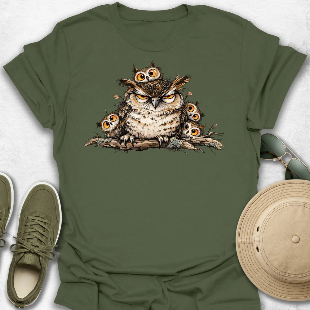 Owl Family on Branch T-Shirt