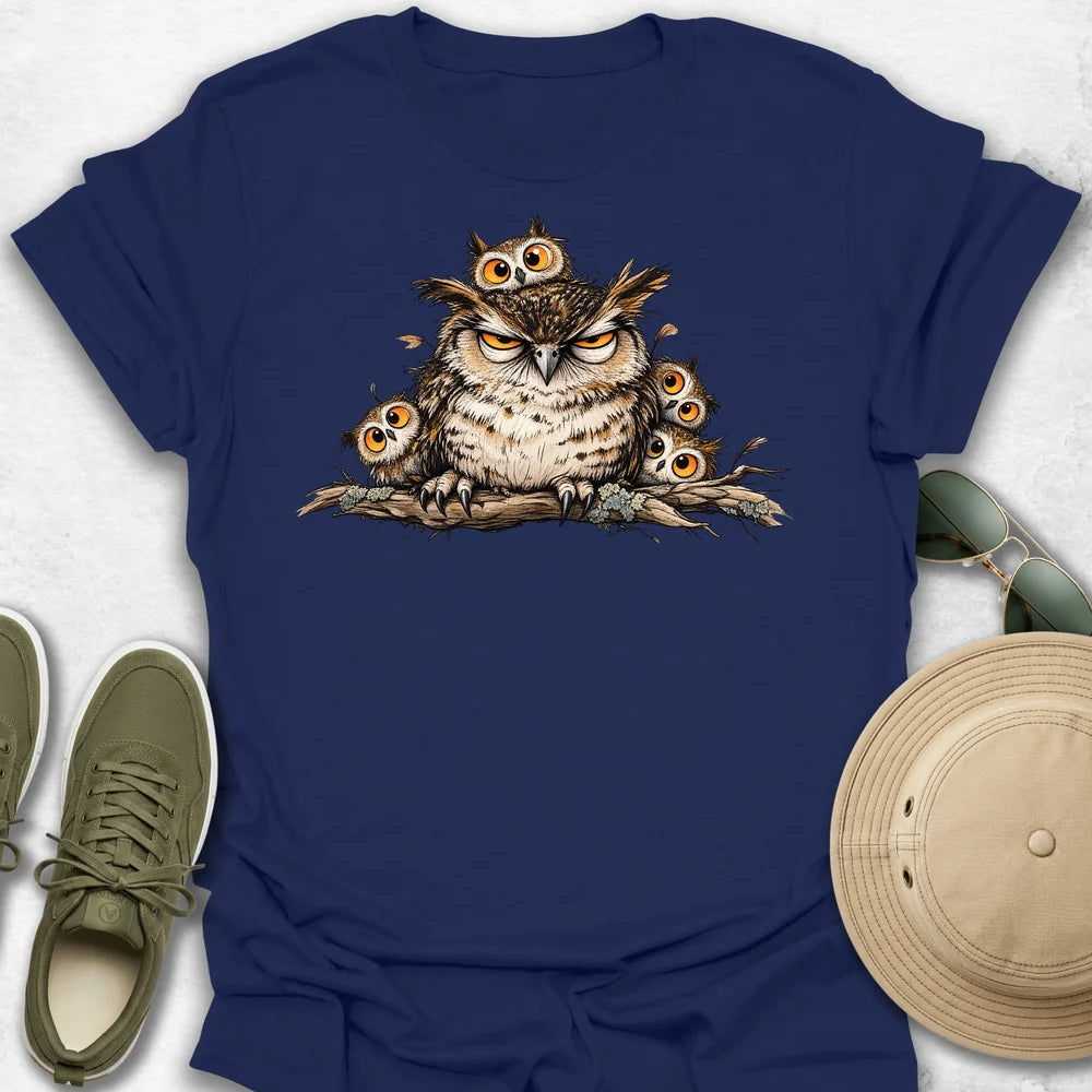 Owl Family on Branch T-Shirt