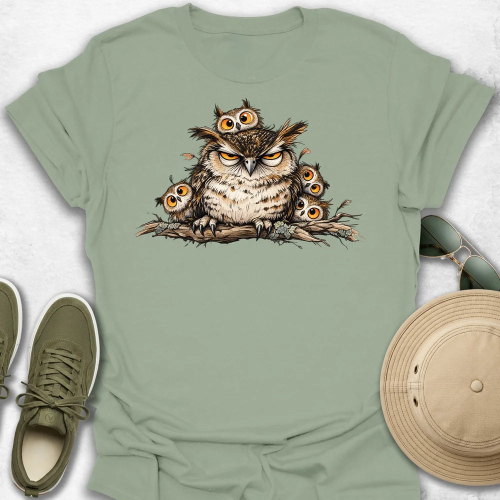 Owl Family on Branch T-Shirt