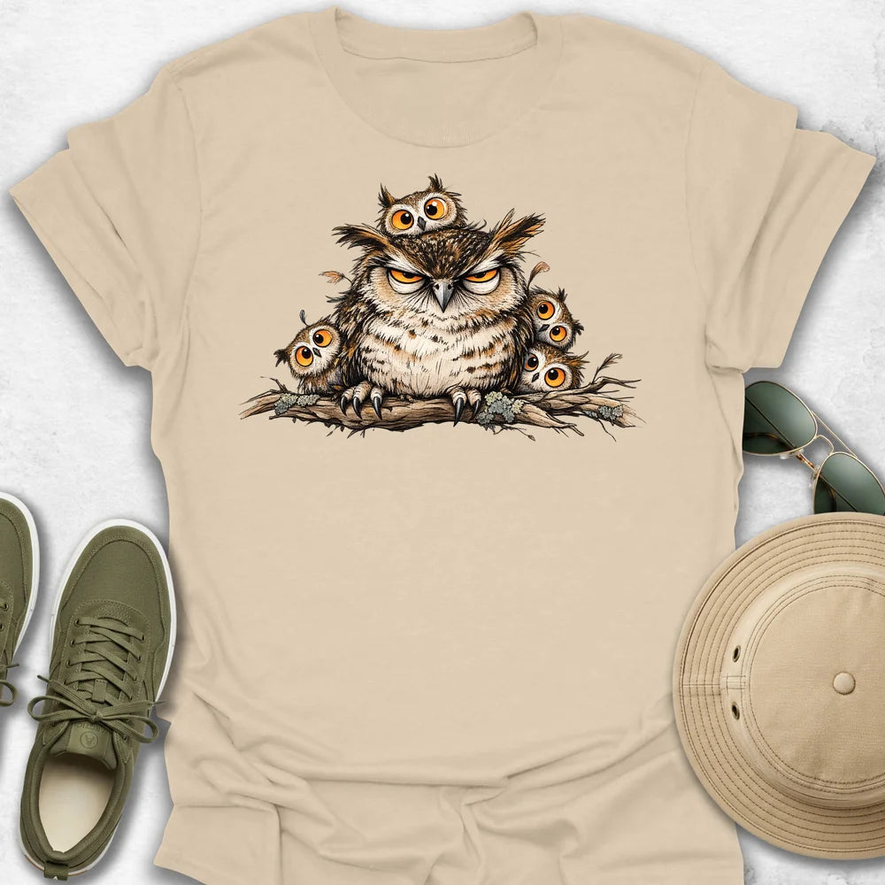 Owl Family on Branch T-Shirt