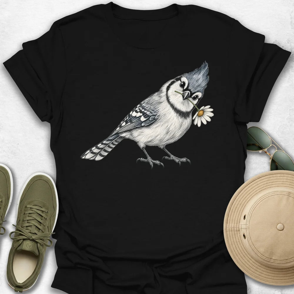 Blue Jay with Daisy T-Shirt