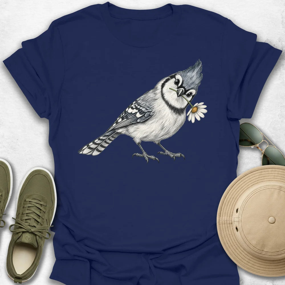 Blue Jay with Daisy T-Shirt