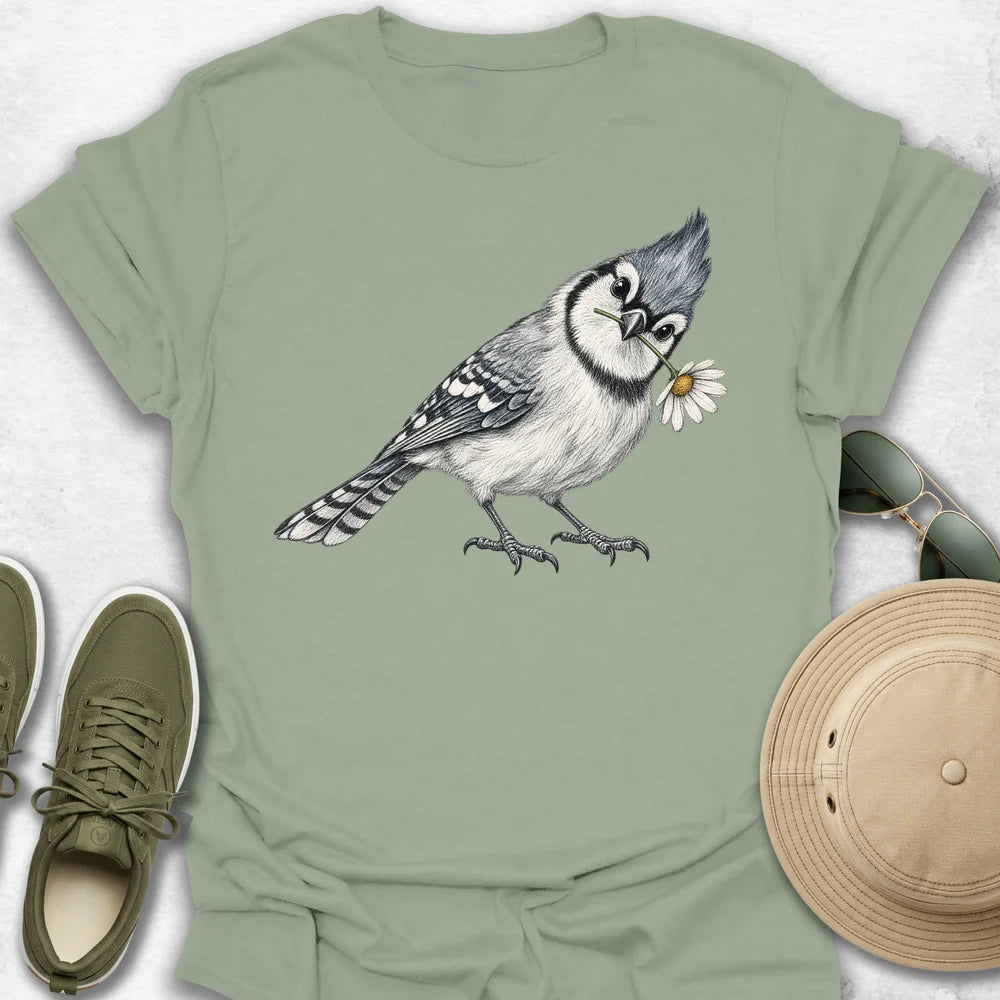 Blue Jay with Daisy T-Shirt