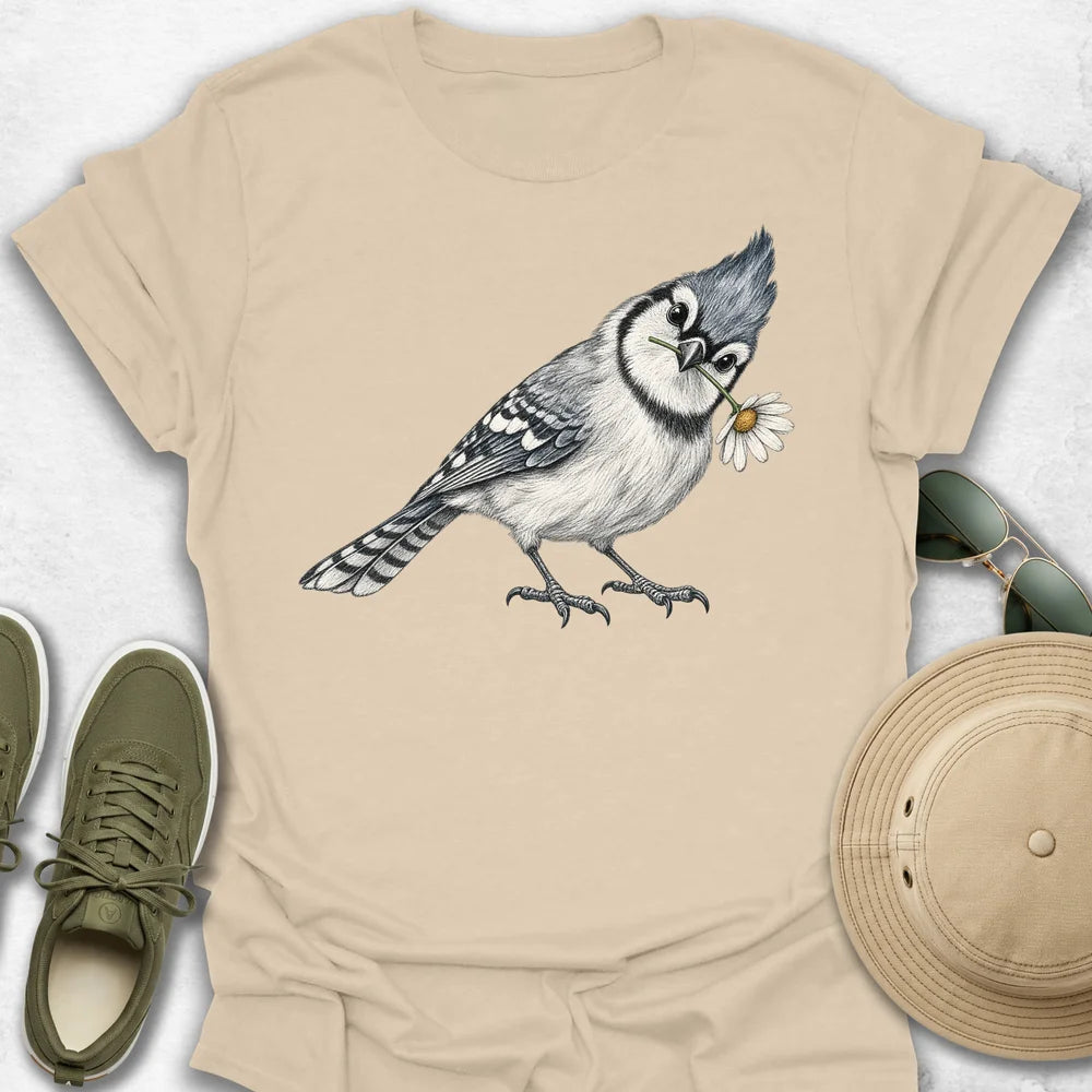Blue Jay with Daisy T-Shirt