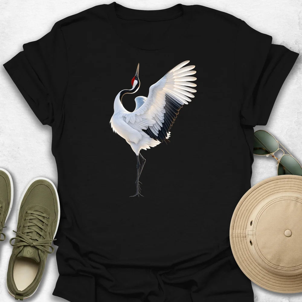 Red-Crowned Crane in Flightpose T-Shirt
