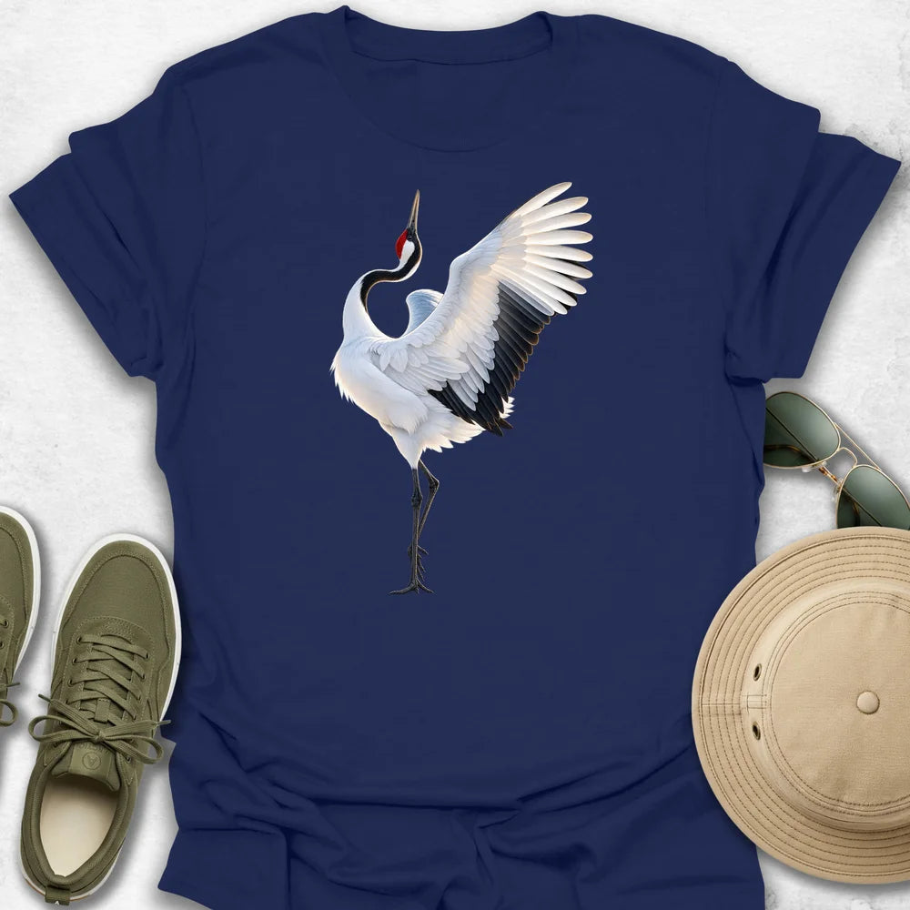 Red-Crowned Crane in Flightpose T-Shirt