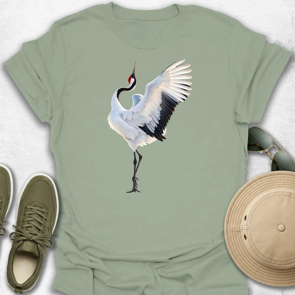 Red-Crowned Crane in Flightpose T-Shirt