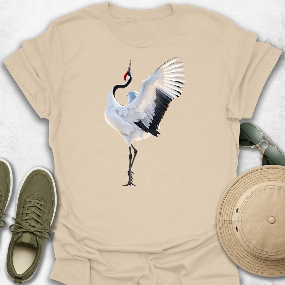 Red-Crowned Crane in Flightpose T-Shirt