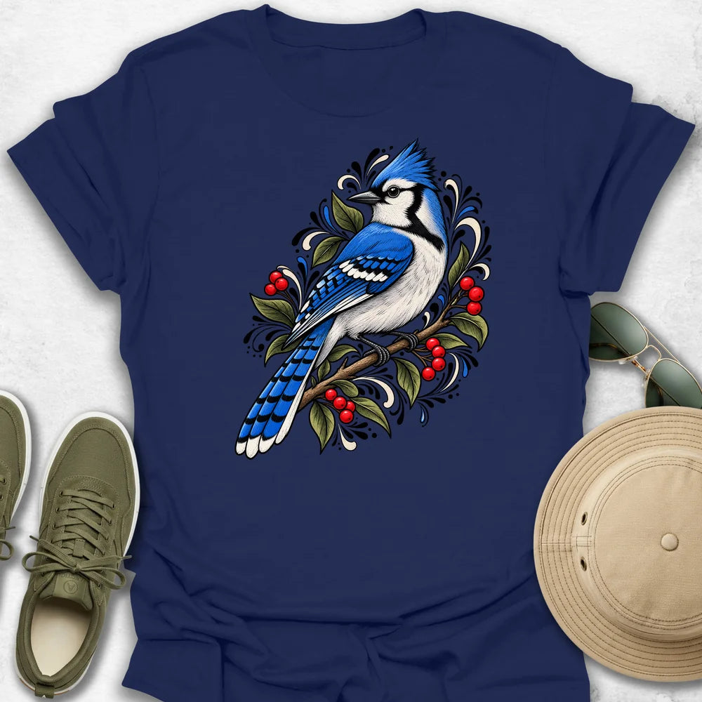 Blue Jay and Berries T-Shirt