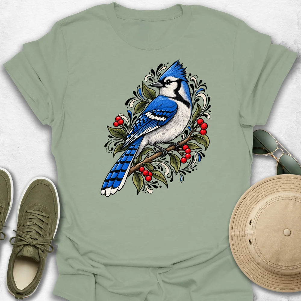 Blue Jay and Berries T-Shirt