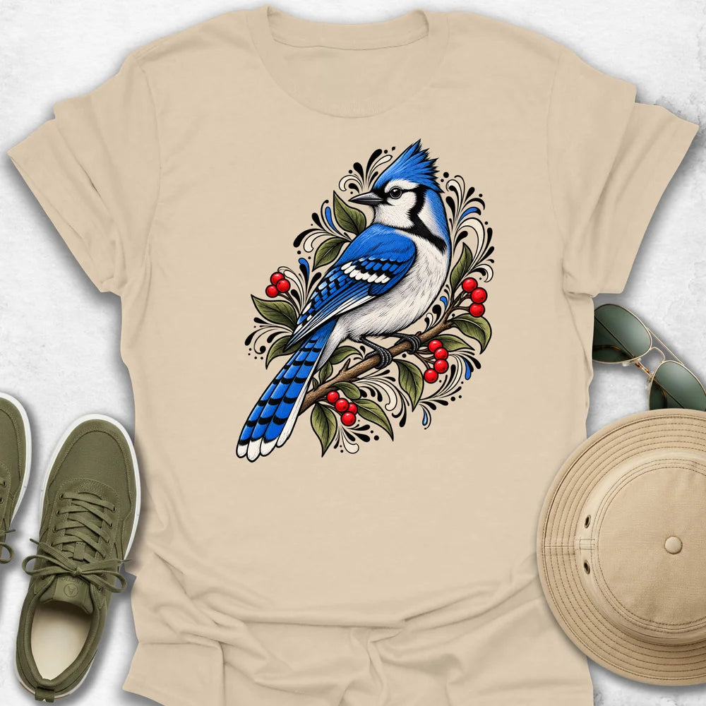 Blue Jay and Berries T-Shirt