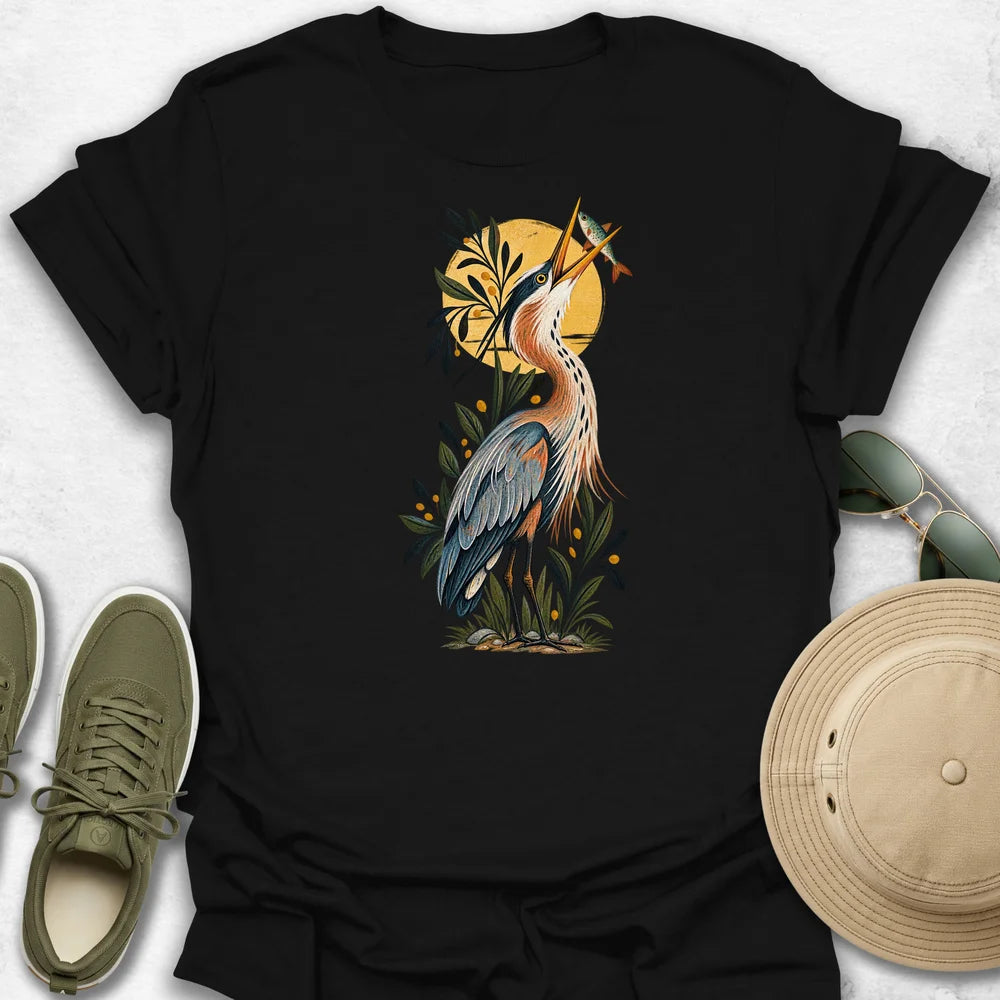 Heron Catching a Fish T-Shirt