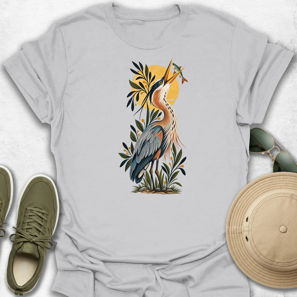 Heron Catching a Fish T-Shirt