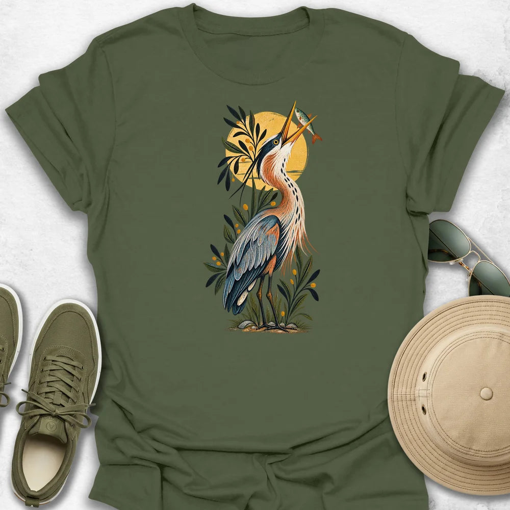 Heron Catching a Fish T-Shirt