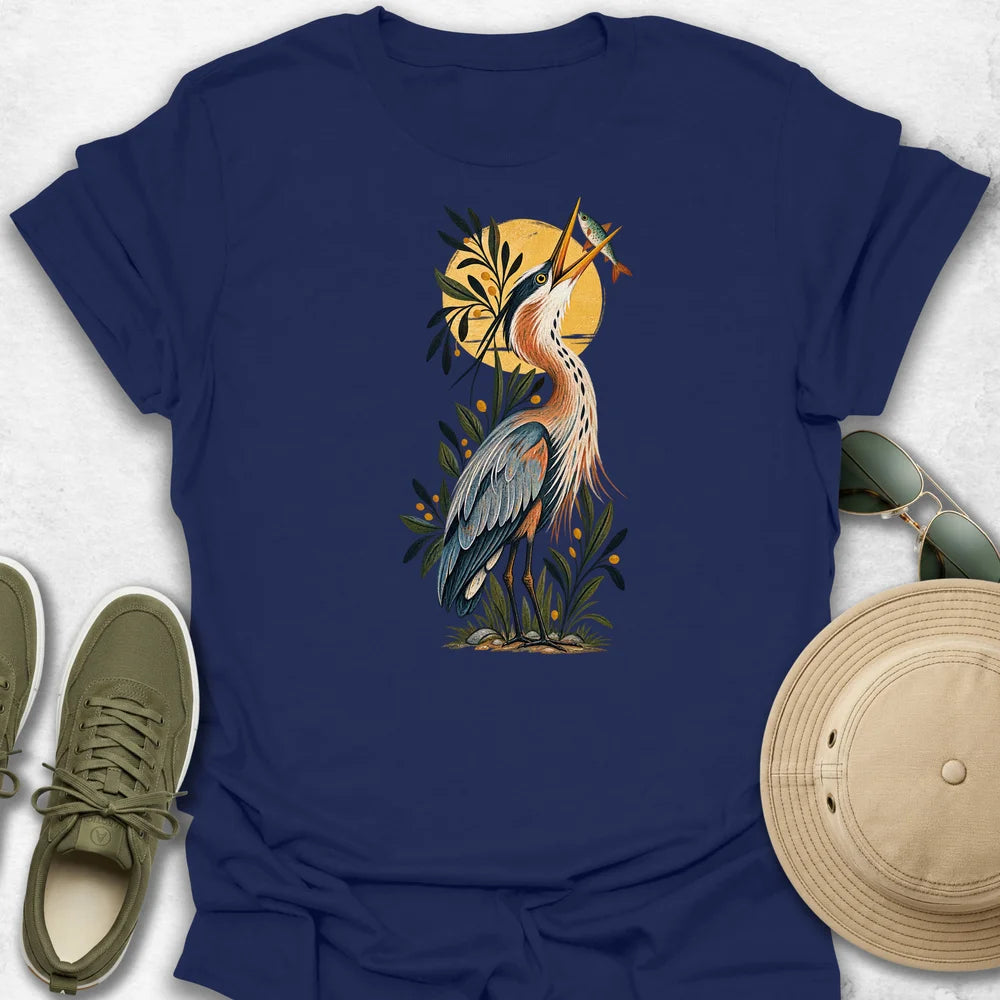 Heron Catching a Fish T-Shirt