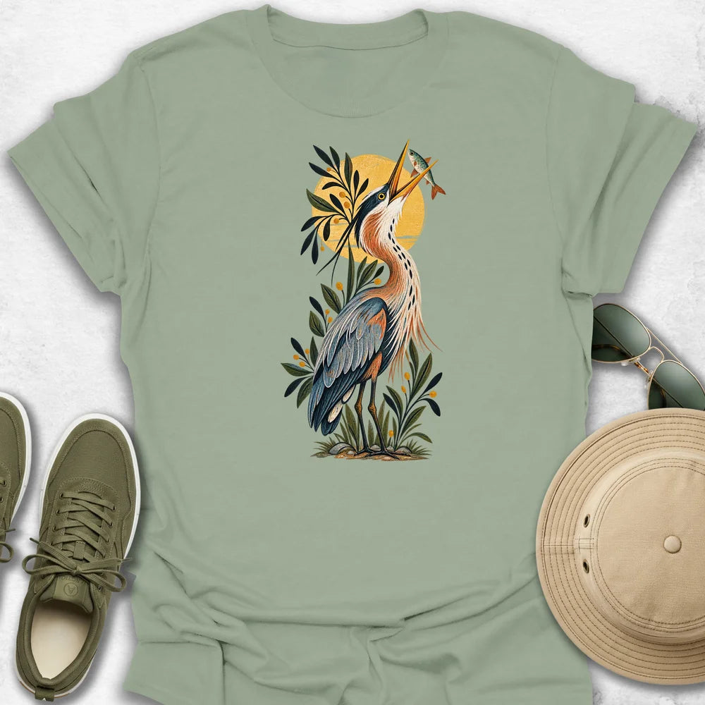 Heron Catching a Fish T-Shirt