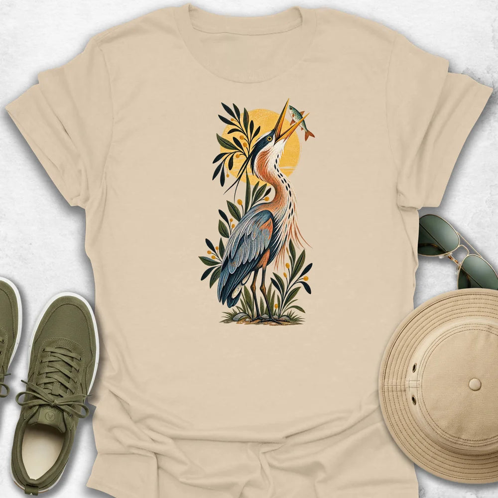 Heron Catching a Fish T-Shirt