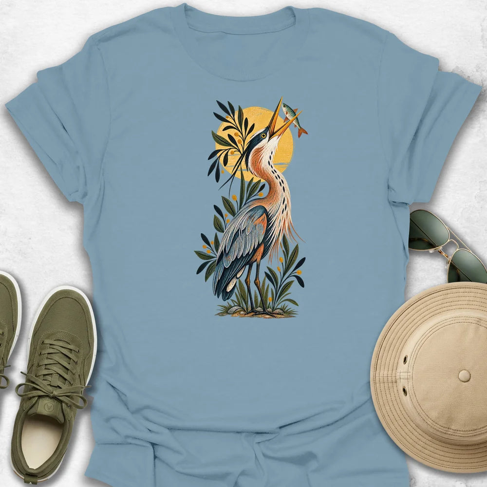 Heron Catching a Fish T-Shirt
