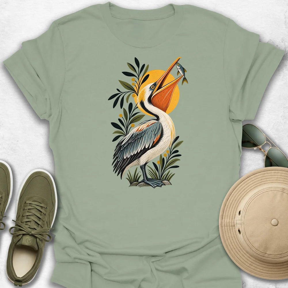 Pelican Catching a Fish T-Shirt