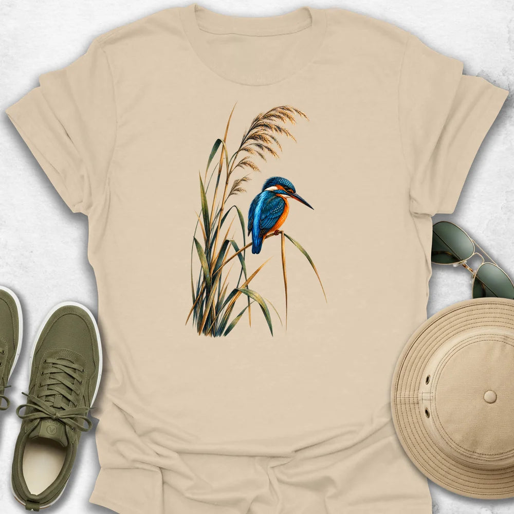 Kingfisher Perched Among Reeds T-Shirt