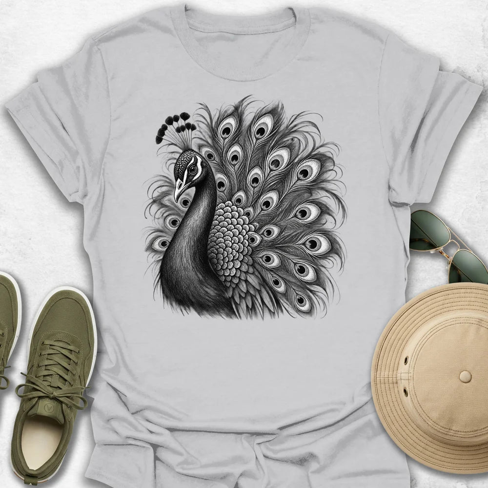 Monochrome Peacock T-Shirt