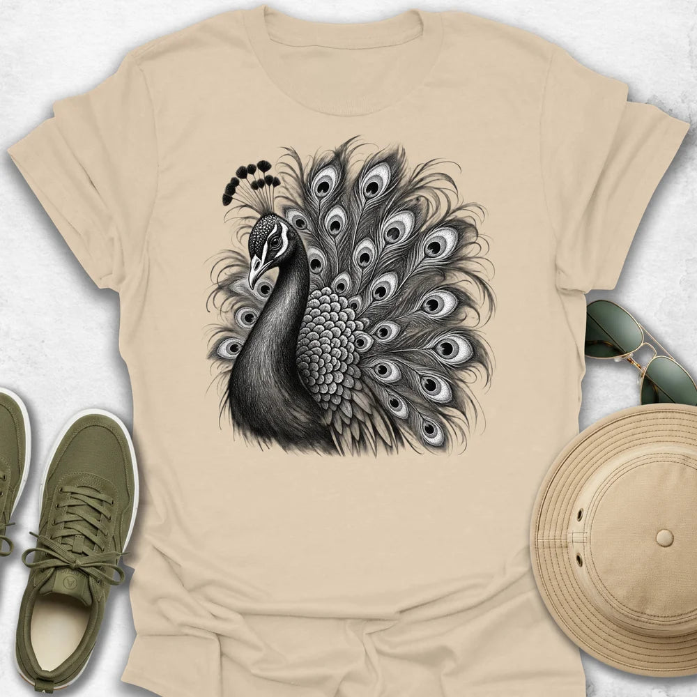 Monochrome Peacock T-Shirt
