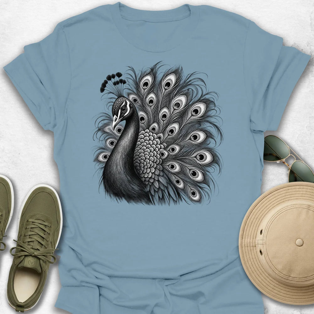 Monochrome Peacock T-Shirt