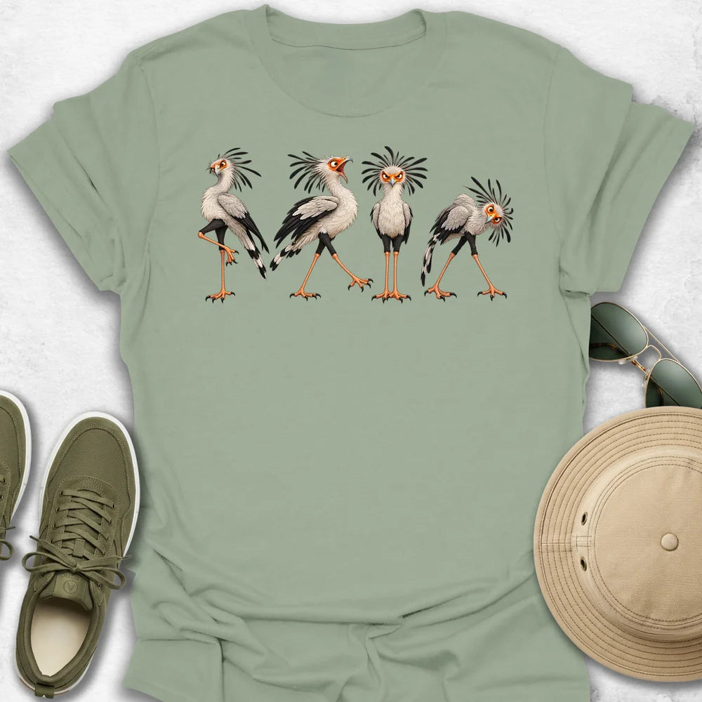 Expressive Secretary Bird Quartet T-Shirt