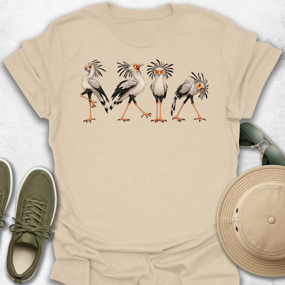 Expressive Secretary Bird Quartet T-Shirt