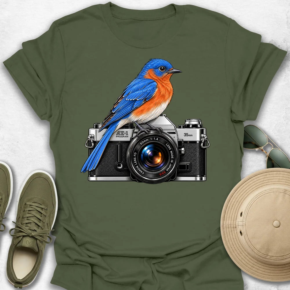 Eastern Bluebird on Camera T-Shirt