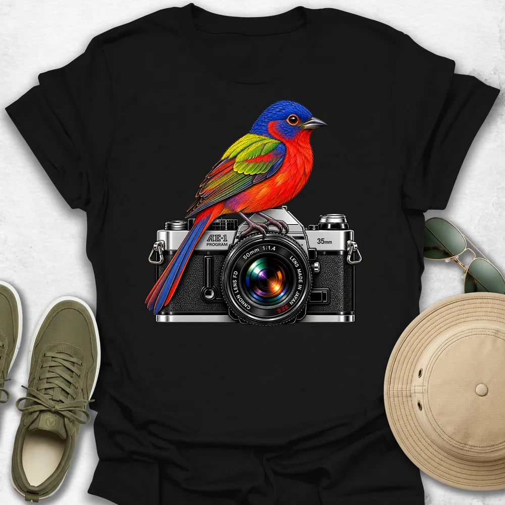 Painted Bunting on Camera T-Shirt