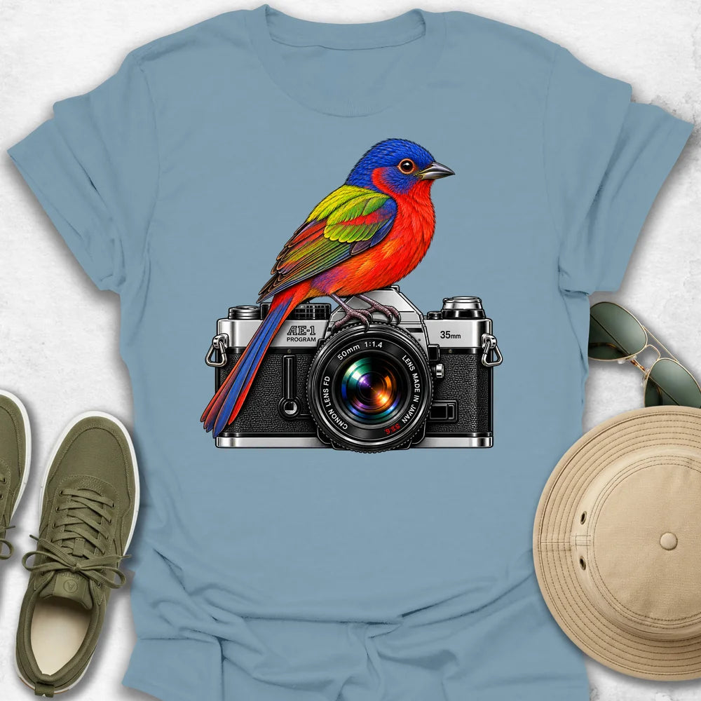 Painted Bunting on Camera T-Shirt