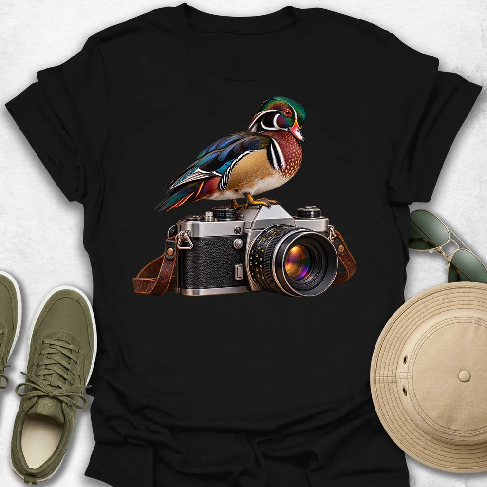 Wood Duck on Vintage Camera T-Shirt