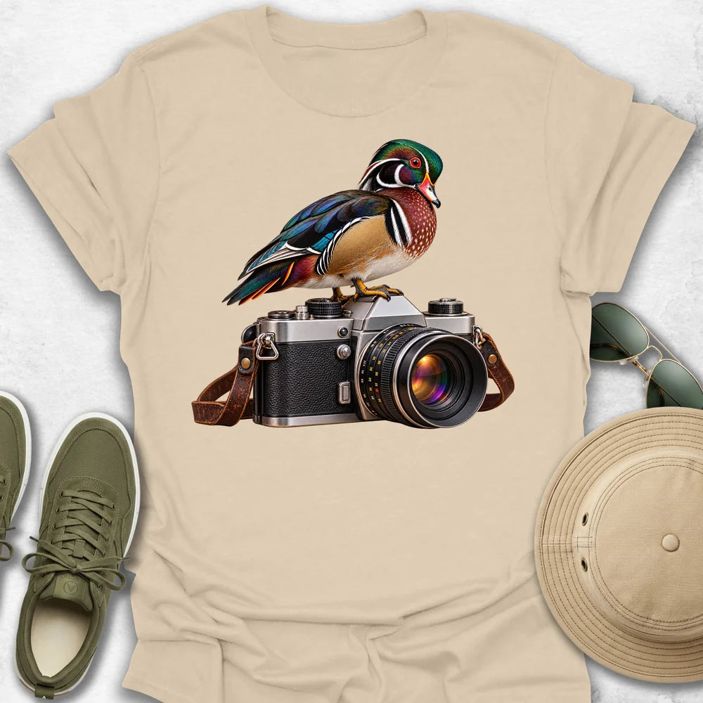 Wood Duck on Vintage Camera T-Shirt