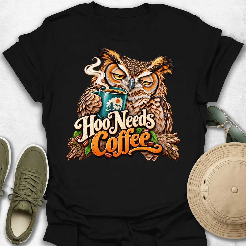 Hoo Needs Coffee T-Shirt
