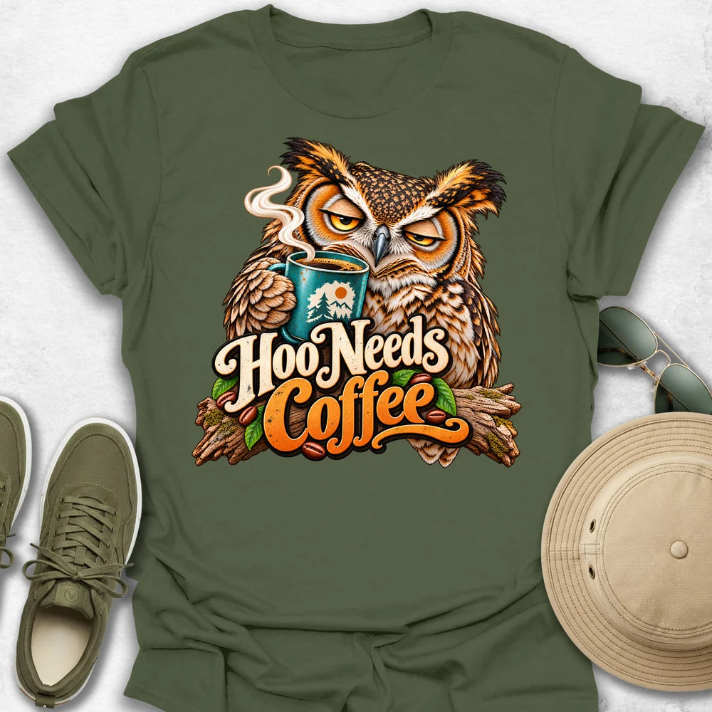 Hoo Needs Coffee T-Shirt