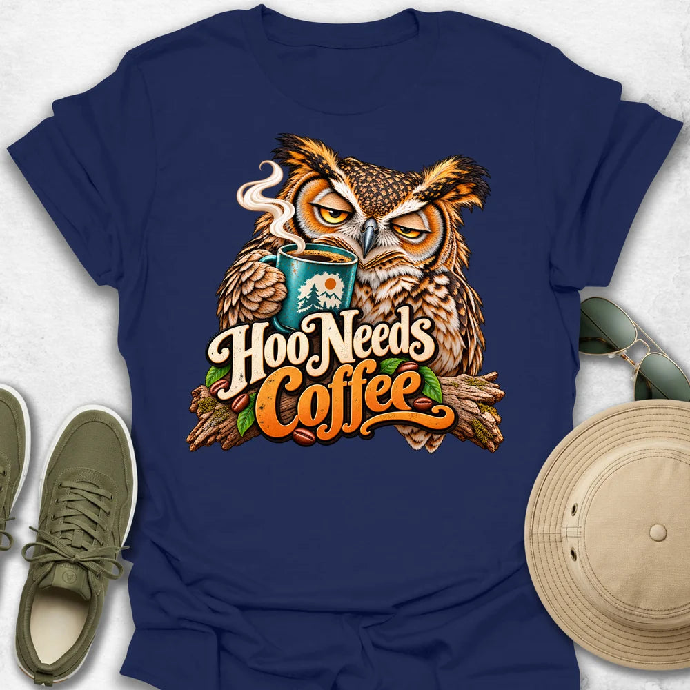 Hoo Needs Coffee T-Shirt