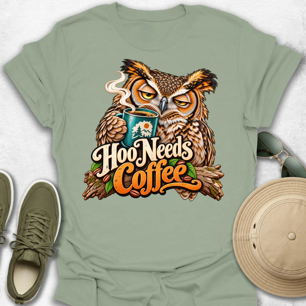 Hoo Needs Coffee T-Shirt