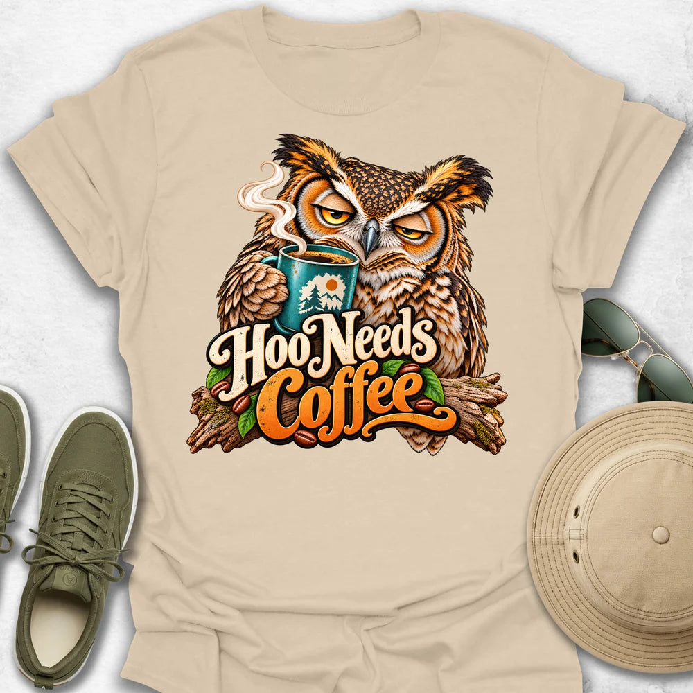 Hoo Needs Coffee T-Shirt