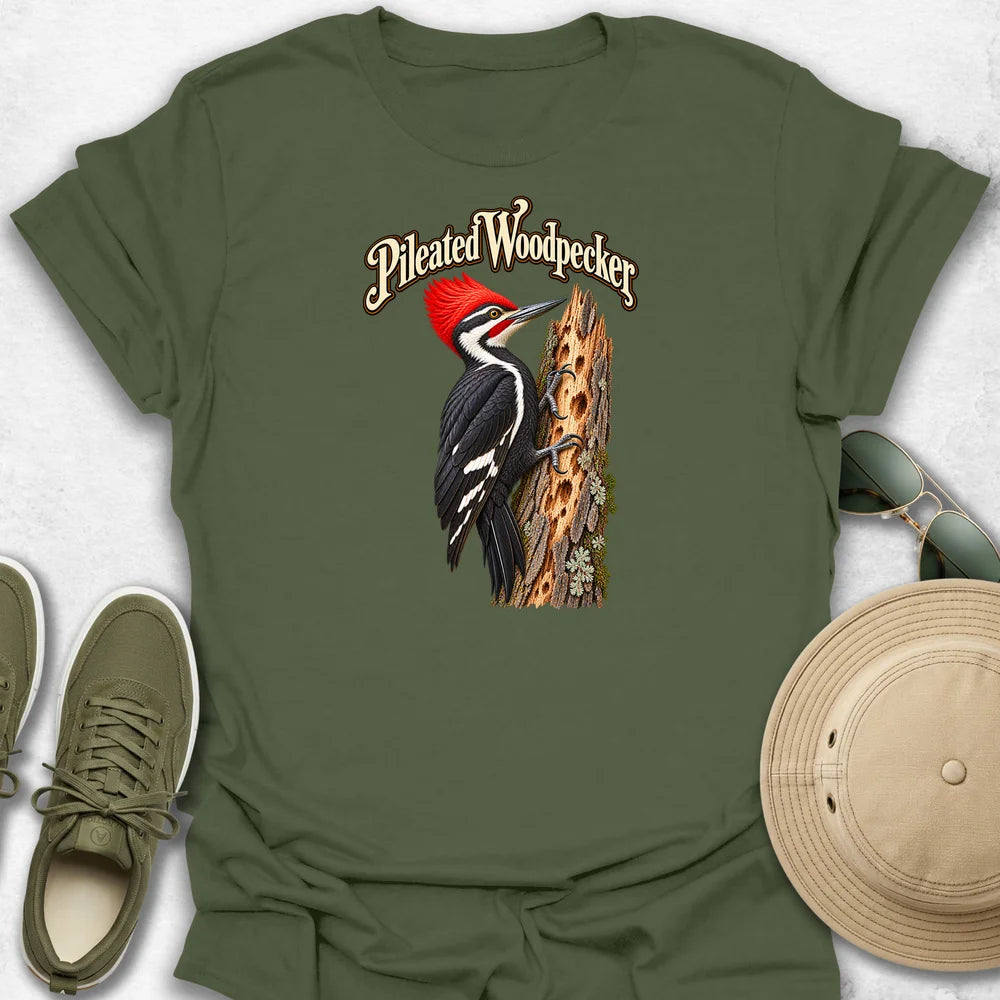 Pileated Woodpecker with Name T-Shirt