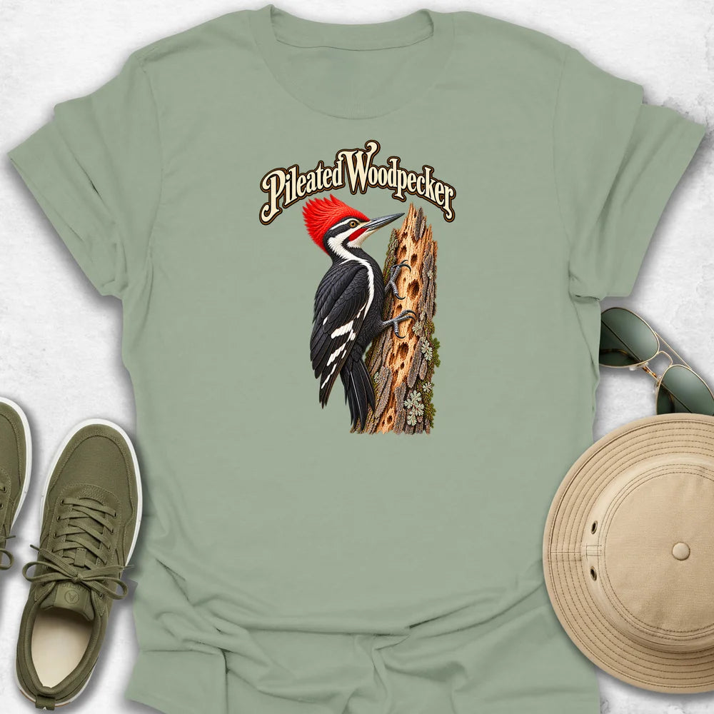 Pileated Woodpecker with Name T-Shirt